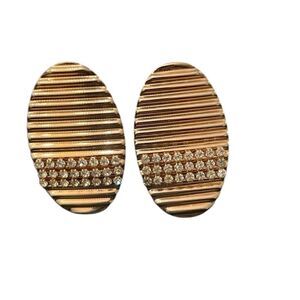 Vintage Park Lane oval wavy gold tone pierced earrings with rhinestones EVC